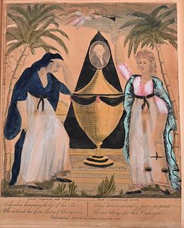 Pember and Luzarder
Lamenting the Death of Washington
1800
engraving with hand coloring on paper
paper size 12 x 9 5/8 inches