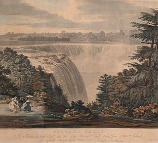After William James Bennett
American/British, 1787 - 1844
"Niagara Falls - View of the British Falls taken from Goat Island, 1831"
aquatint with hand 