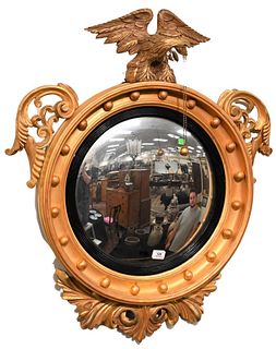 Gilt Convex Mirror
having eagle top
height 38 inches, diameter 25 1/4 inches