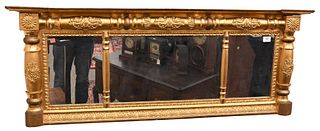 Federal Gilt Three Part Over Mantle Mirror
circa 1830
height 21 inches, width 55 inches