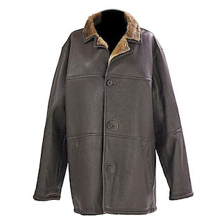 NEW GENTLEMAN'S BROWN LEATHER SHEARLING JACKET