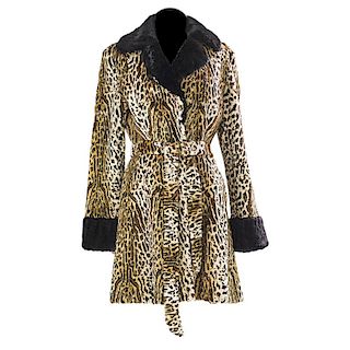 NEW LEOPARD DYED SHEARED MINK TRENCH COAT