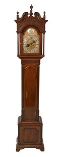 Custom Mahogany Grandmother's Clock having Tempus Fugit brass works height 62 inches