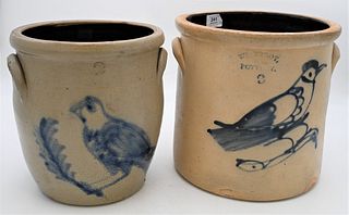 Two Stoneware Crocks
each having cobalt blue birds
three gallon and two gallon
height 10 3/4 inches
Provenance: Estate of Bruce Sasalla, East Hartford