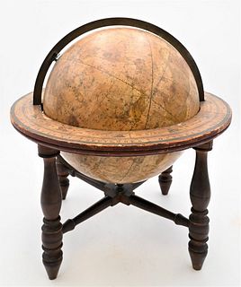 Josiah Loring Celestial Table Globe
on cherry base
some damage, chip and slight crack
height 18 inches, width 17 inches