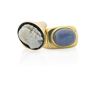 TWO GENTLEMAN'S HARDSTONE RINGS, INCL. TIFFANY & CO.
