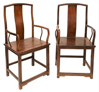 Pair of Chinese Armchairs  possibly Zitan Wood height 41 inches, width 21 inches