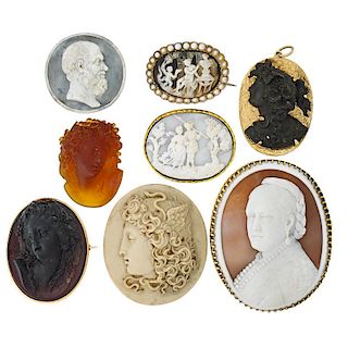 COLLECTION OF ANTIQUE CAMEOS, INCL. GOLD