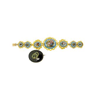 VICTORIAN MICROMOSAIC BRACELET AND BROOCH