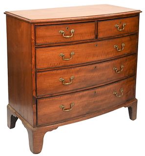 English Mahogany Chest 
having bowed front on bracket feet
late 18th century
height 41 inches, width 41 inches, top 22 x 43 inches