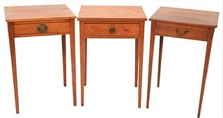 Three Federal One Drawer Stands
all on square tapered legs
18th century
height of all 27 1/2 inches
Provenance: Fifty Year Personal Collection of Cloc