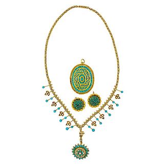 VICTORIAN PERSIAN TURQUOISE AND GOLD JEWELRY