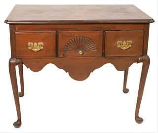 Queen Anne Highboy Base
now fitted with top over three drawers having swooping skirt set on cabriole legs ending in pad feet
probably Norwich, Connect