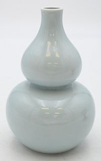 Pale Blue Glazed Double Gourd Vase
blue seal mark on bottom
height 8 inches