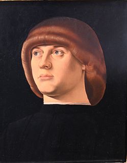 After Jacometto Veneziano
copy of "Portrait of Young Man"
oil on panel
unsigned
12 x 9 1/2 inches