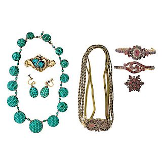 VICTORIAN TURQUOISE PAVE OR GARNET PAVE JEWELRY