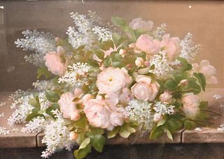 Raoul Maucherat de Longpre (French, 1843 - 1911)
still life having peonies and lilacs
pastel and gouache on paper
signed lower right "Raoul M de Longp
