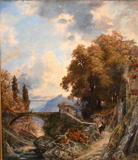 Ernest Julius Prayer
German, 1842 - 1917
mountain side village
oil on canvas
signed and dated lower right "Ernest Prayer, 1880"
43 x 37 inches