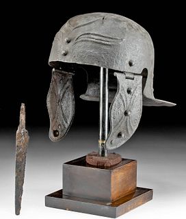 Stunning Roman Gallic Weisenau Steel Helmet w/ Dagger