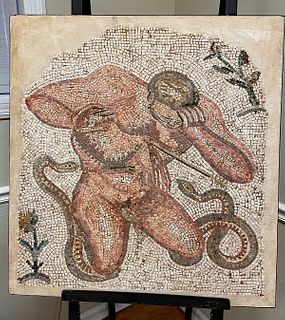 Roman Mosaic of Wounded Giant w/ Serpent Legs