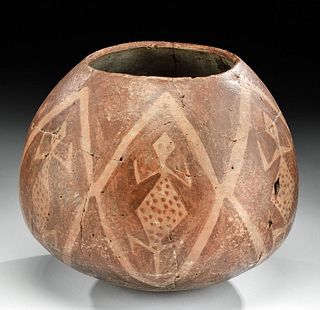 Ancient Hohokam Bichrome Jar w/ Lizard & Lozenge Motif