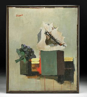 Signed Segovia Painting - "Still Life w/ Violets" 1960s