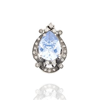 Topaz, Diamond and Silver Ring