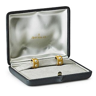 BUCCELLATI 18K GOLD DIAMOND CLASSICA HOOP EARRINGS