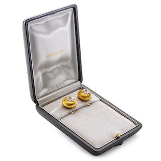 TWO PAIRS BUCCELLATI 18K GOLD CONVEX EARRINGS