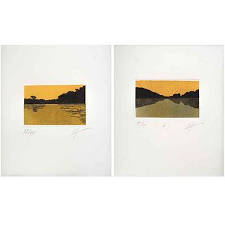 JAN HENDRIX, Sin título, de la carpeta Arnhem Land, 2013, Firmados Grabados 38/40 y P.T., 5.5 x 10 cm c/u, piezas: 2 | JAN HENDRIX, Untitled, from the