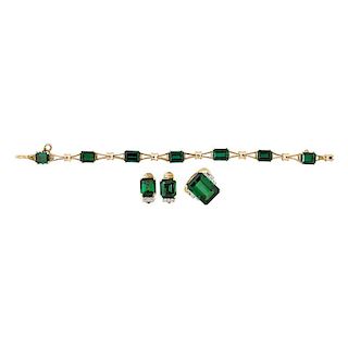 GREEN TOURMALINE AND DIAMOND ROSE GOLD SUITE