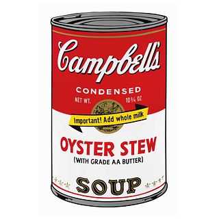 ANDY WARHOL, 11: 59 Campbell's Soup II, Oyster Stew, Con sello en la parte posterior, Serigrafía s/n de tiraje, 81 x 48 cm | ANDY WARHOL, 11: 59 Campb