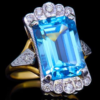 BLUE TOPAZ AND DIAMOND DRESS RING