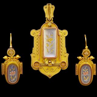 ANTIQUE VICTORIAN PENDANT AND EARING SET