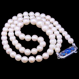 CULTURED PEARL AND SAPPHIRE NECKLACE