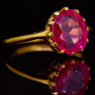 SOLITAIRE SYNTHETIC RUBY RING