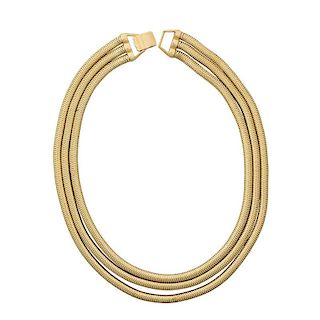 THREE-STRAND 14K GOLD GAS PIPE NECKLACE