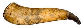 Engraved Powder Horn of General Taylor by Tansel 