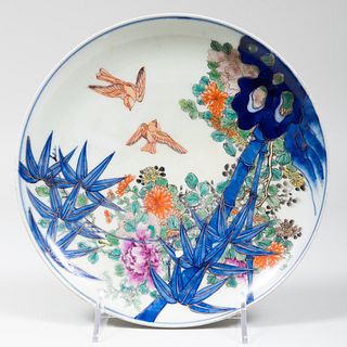 Chinese Blue and White Porcelain Shallow Dish Decorated with Birds