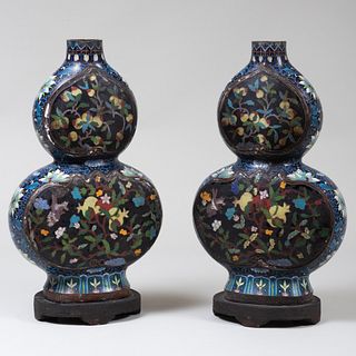 Pair of Chinese CloisonnÃ¨ Double Gourd Vases
