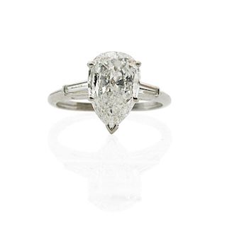 2.38 CTS PEAR SHAPED DIAMOND PLATINUM SOLITAIRE RING