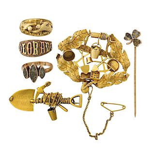 COLLECTION OF GOLD PROSPECTOR JEWELRY
