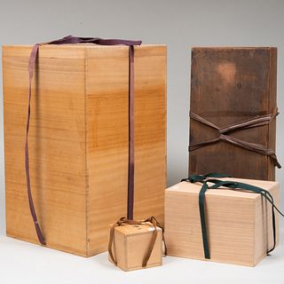 Group of Five Wood Boxes