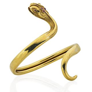 18K YELLOW GOLD AND RUBY SERPENT BRACELET