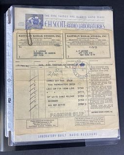 US Receipt for Photo Equipment 1935