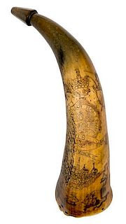 "Pointed Tree Carver" Carved Powder Horn 