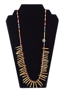 Beaded Necklace with Fine Dogs' Teeth
