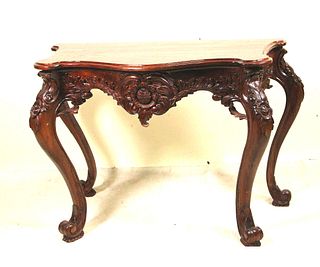CARVED MAHOGANY CONSOLE TABLE