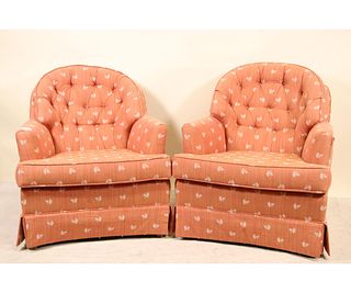 PAIR OF BUTTON TUFTED CLUB CHAIRS