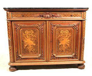 19th CENTURY FRENCH MARBLE TOP CONSOLE CABINET